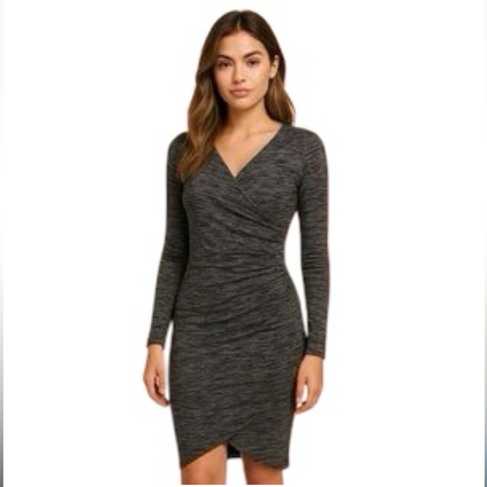 Aritzia Wilfred Free Klum Long Sleeve Midi Dress with V-Neck